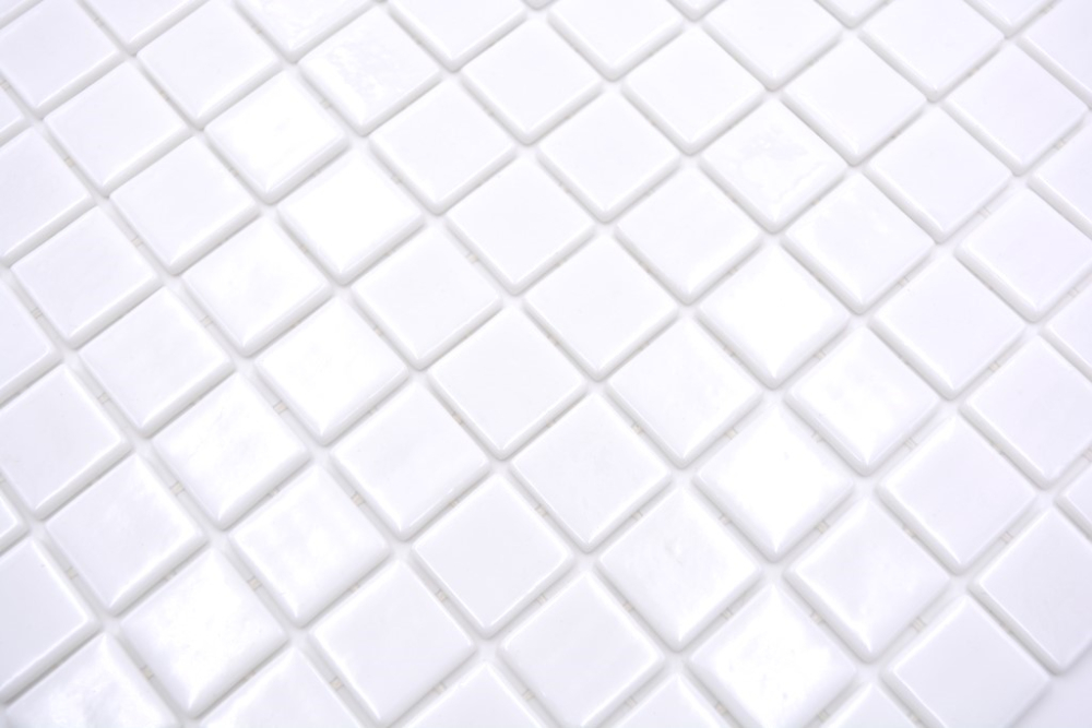 Mosaikfliese Poolmosaik Schwimmbadmosaik weiss Glasmosaik Duschtasse - 220-100T