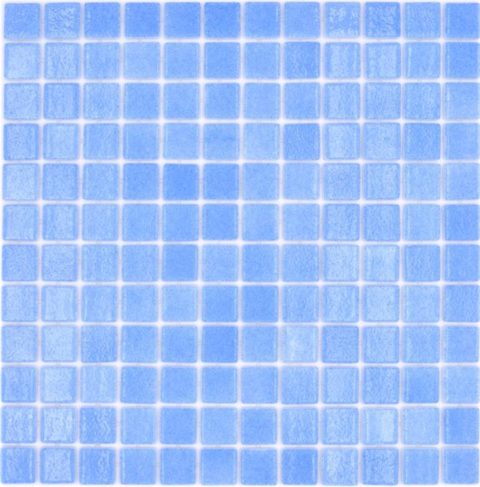 Mosaique Carre ECO Niebla AZUL CELESTE PUR verre aspect piscine bleu brillant