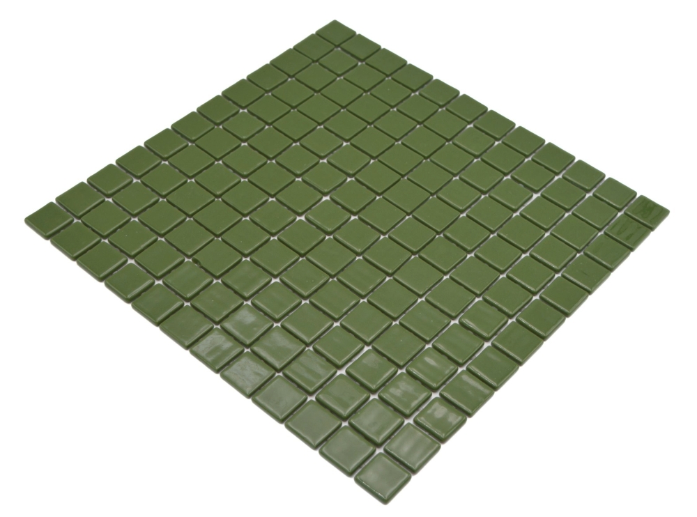 Mosaikfliese Poolmosaik Schwimmbadmosaik Grün Olivgrün Moosgrün Dusche Wand SPAIN - 220-25602U