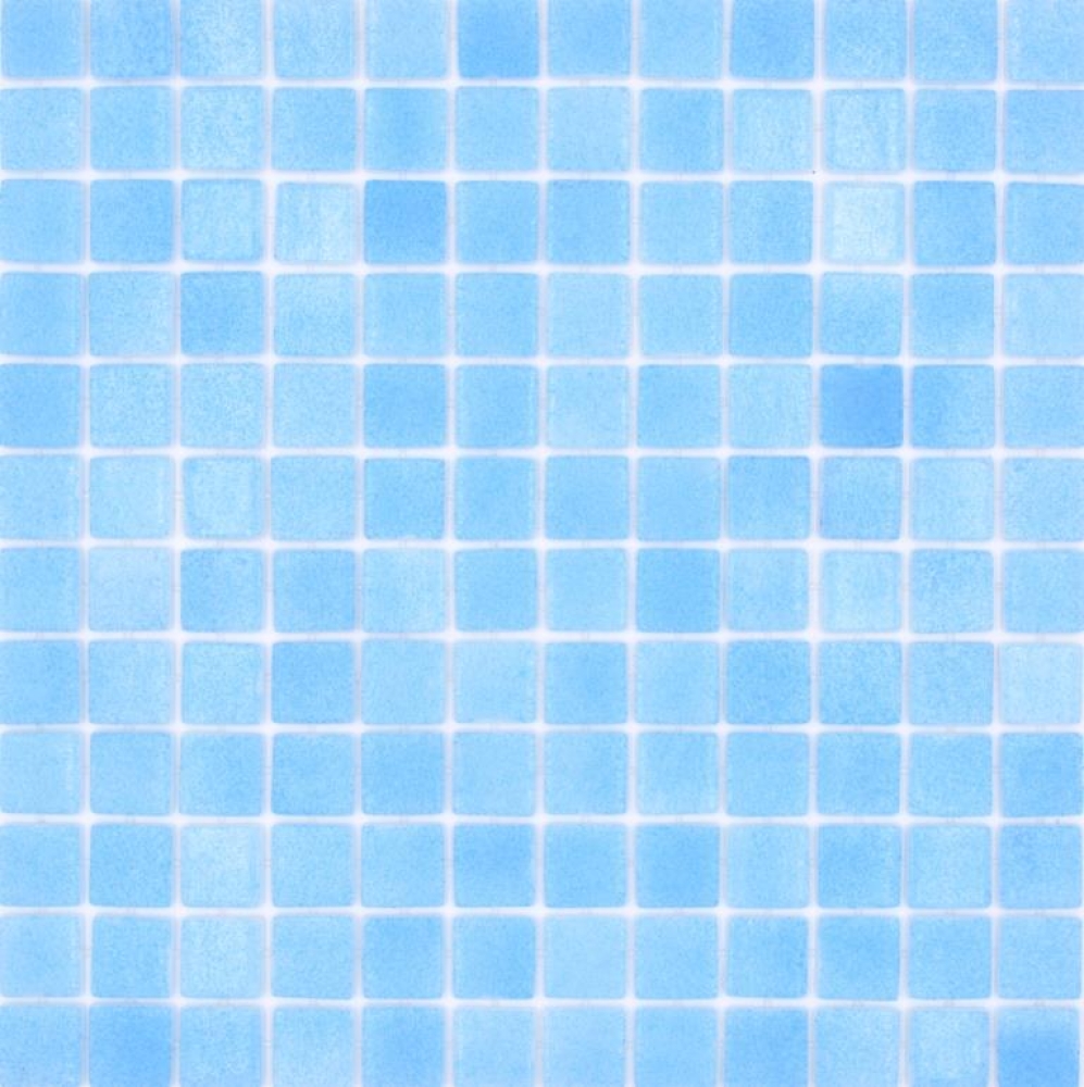 Mosaico cuadrado ECO Niebla AZUL TURQUESA PAT vidrio antideslizante aspecto piscina azul claro mate R11C