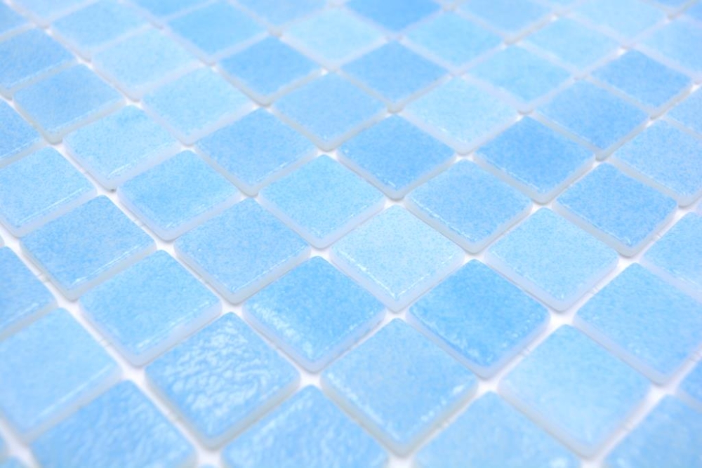 Mosaico quadrato ECO Niebla AZUL TURQUESA PUR vetro piscina azzurro lucido