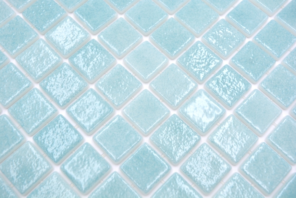 Mosaique carree ECO Niebla VERDE CARIBE PUR verre aspect piscine vert clair brillant
