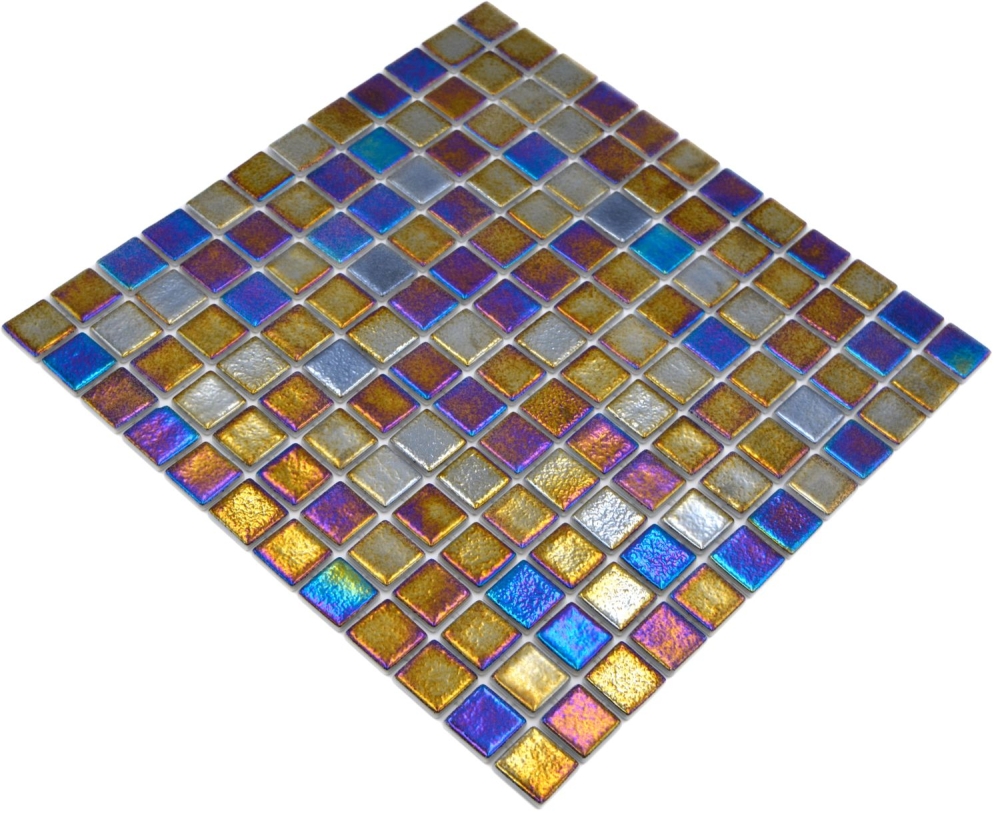 Mosaikfliese Poolmosaik Schwimmbadmosaik schwarz multi irisierend - 220-P55256