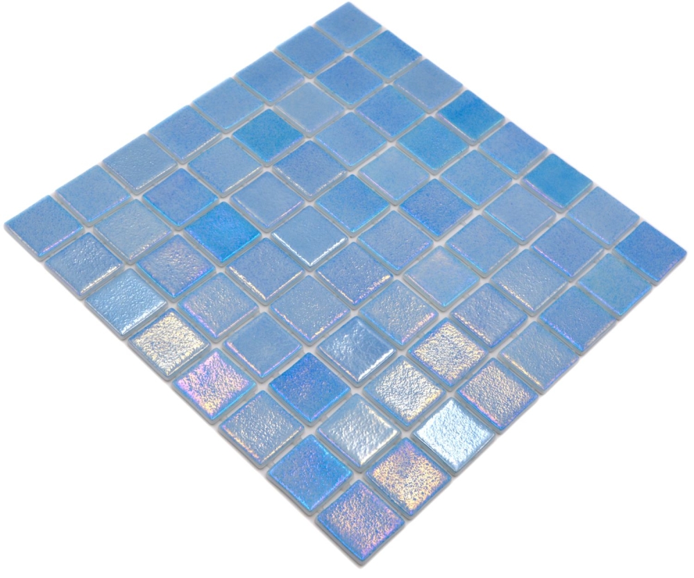 Schwimmbadmosaik Poolmosaik Glasmosaik hellblau changierend Wand Boden Küche Bad Dusche - 220-P55381
