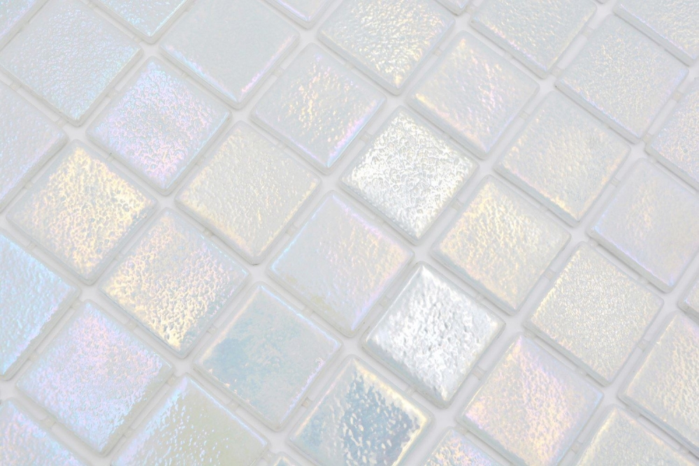 Piscina mosaico piscina mosaico de vidrio blanco iridiscente pared piso cocina bano ducha - 220-P55384