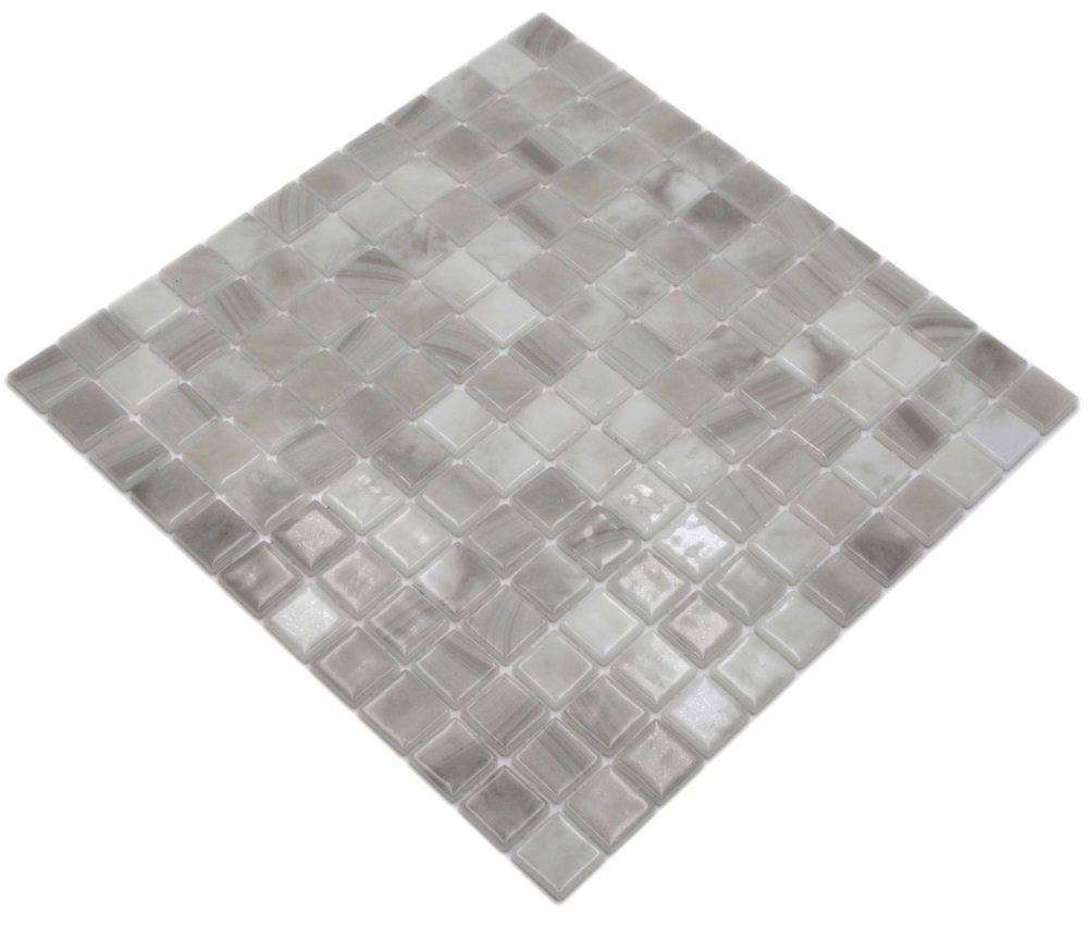 Schwimmbadmosaik Poolmosaik Glasmosaik grau hellbeige changierend Wand Boden Küche Bad Dusche - 220-P56251