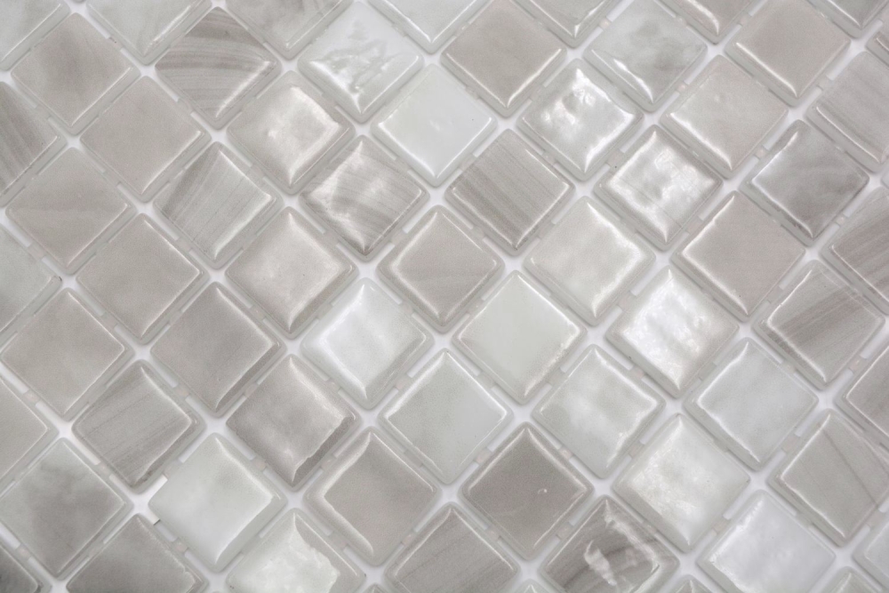 Schwimmbadmosaik Poolmosaik Glasmosaik grau hellbeige changierend Wand Boden Küche Bad Dusche - 220-P56251