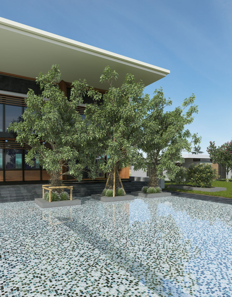 Mosaique carree ECO BALI 25 PUR verre aspect naturel mix vert brillant