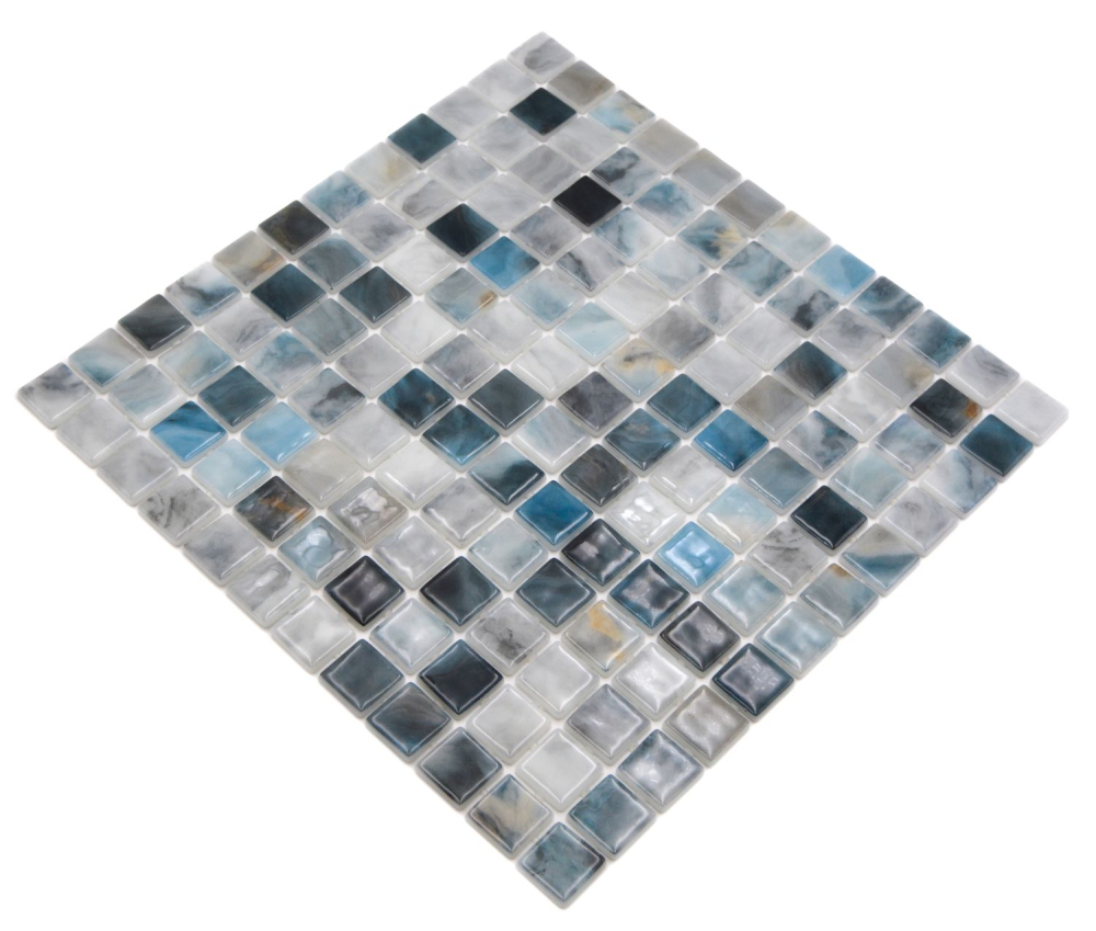 Schwimmbadmosaik Poolmosaik Glasmosaik grau anthrazit changierend Wand Boden Küche Bad Dusche - 220-P56256