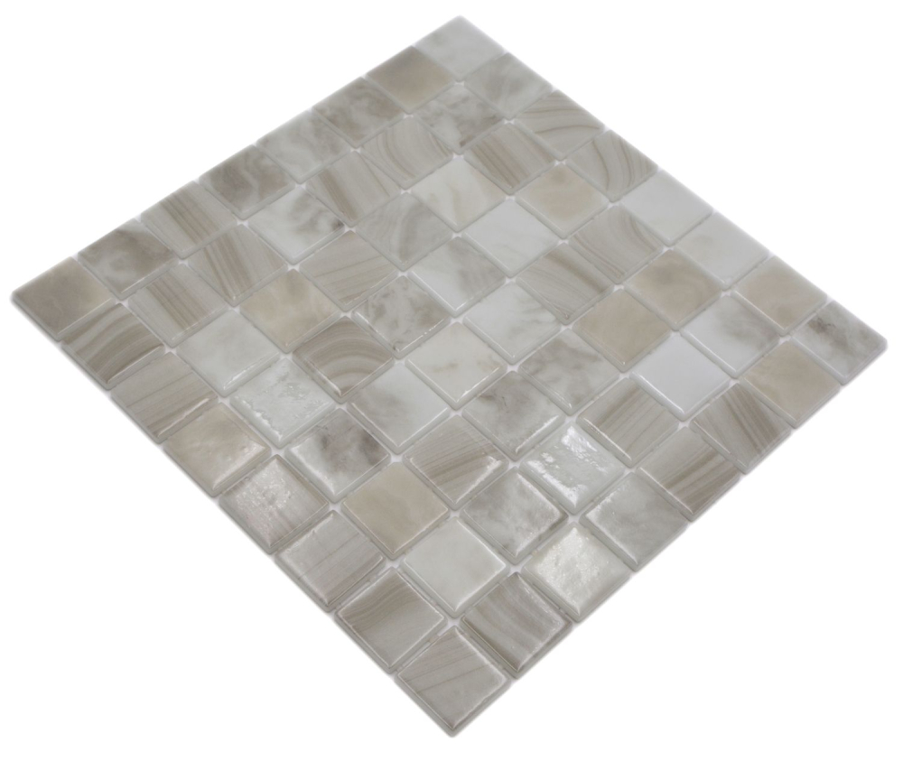 Schwimmbadmosaik Poolmosaik Glasmosaik hellbeige changierend Wand Boden Küche Bad Dusche - 220-P56381