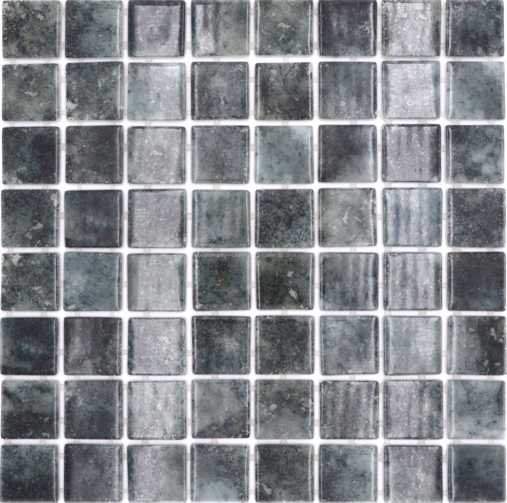 Piscina mosaico piscina mosaico de vidrio negro antracita iridiscente pared suelo cocina bano ducha - 220-P56383