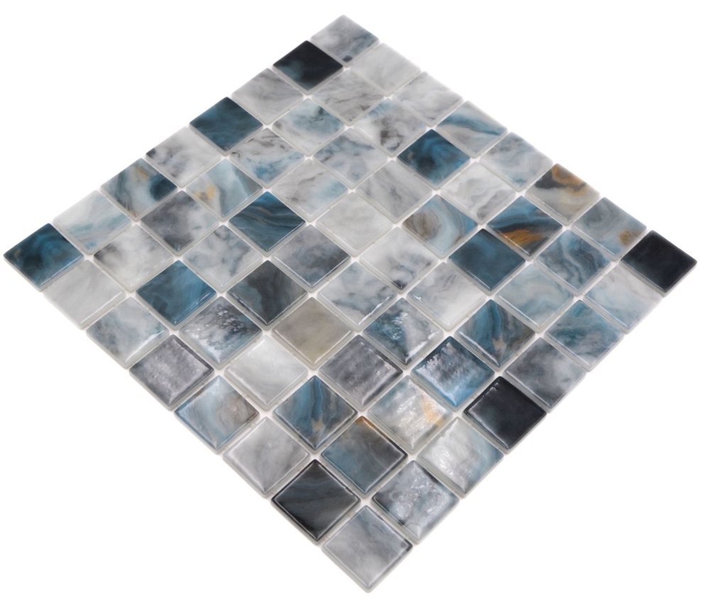 Schwimmbadmosaik Poolmosaik Glasmosaik grau anthrazit changierend Wand Boden Küche Bad Dusche - 220-P56386