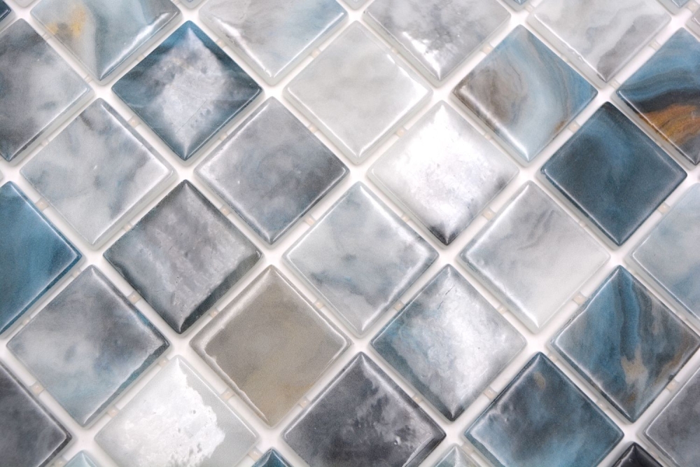 Schwimmbadmosaik Poolmosaik Glasmosaik grau anthrazit changierend Wand Boden Küche Bad Dusche - 220-P56386