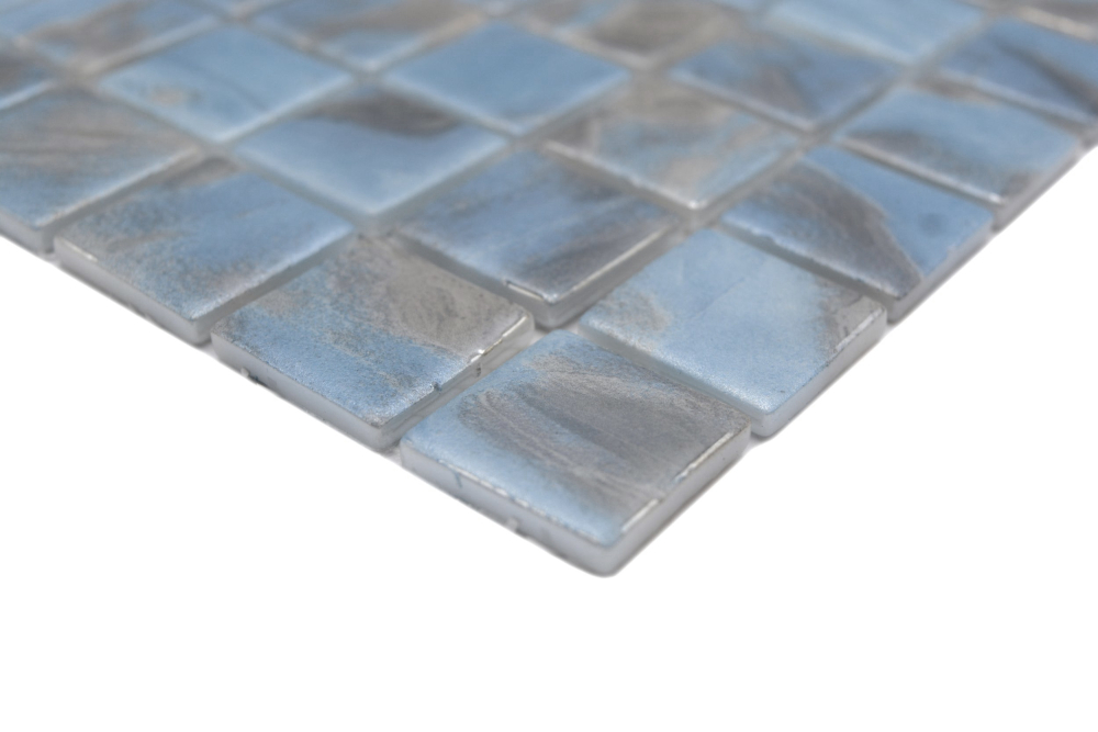 Mosaico piscina mosaico piscina mosaico azul claro jaspeado gris crema plata shimmer pared ducha ESPAnA - 220-71252U