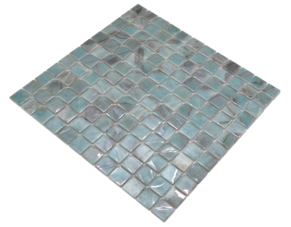 Mosaik Glitteroptik ECO Glas weiss glaenzend - 10 Mosaikblaetter