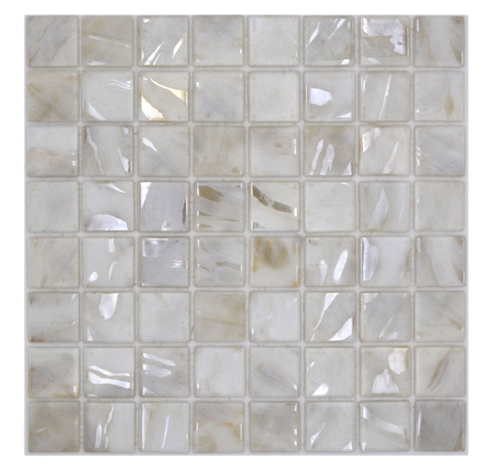 Piscina mosaico Piscina mosaico Mosaico de vidrio Marfil Crema Beige Shimmer iridiscente Pared Suelo Cocina Bano Ducha - 220-71380U