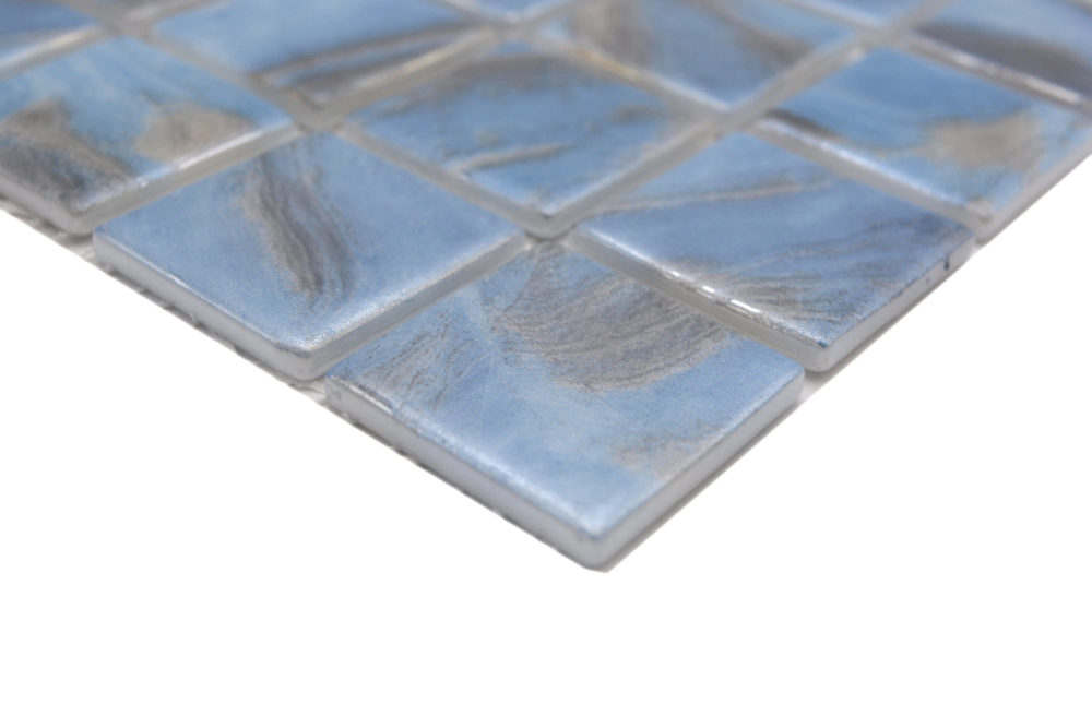 Schwimmbadmosaik Poolmosaik Glasmosaik marmoriert Schimmer grau cream silber Wand Boden Küche Bad Dusche - 220-71382U