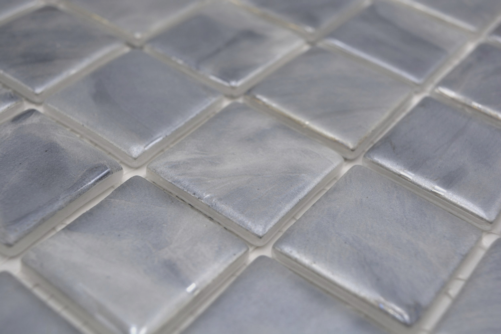 Mosaico de piscina Mosaico de vidrio Gris tortola Beige con tinte azul Suelo de pared Ducha de bano - 220-71384U