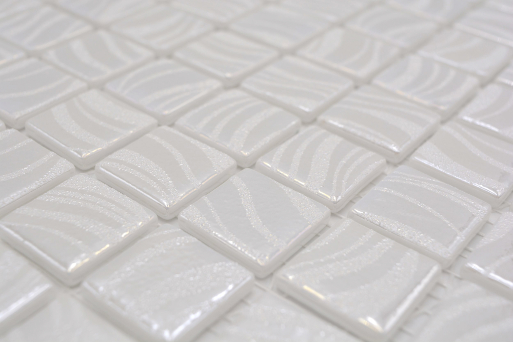 Mosaico piscina mosaico piscina mosaico blanco crema plata brillo metalico pared ducha ESPAnA - 220-78252U