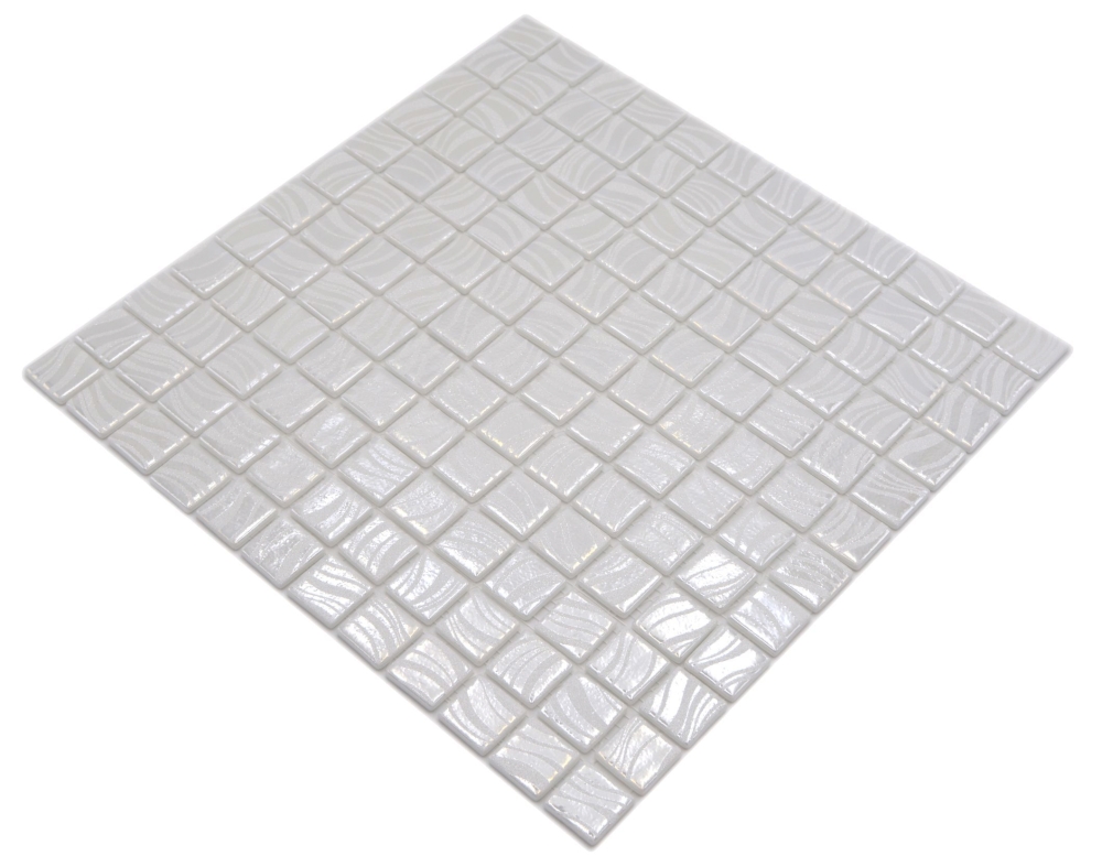 Mosaic tile, pool mosaic, swimming pool mosaic, white, cream, silver, glossy, metallic