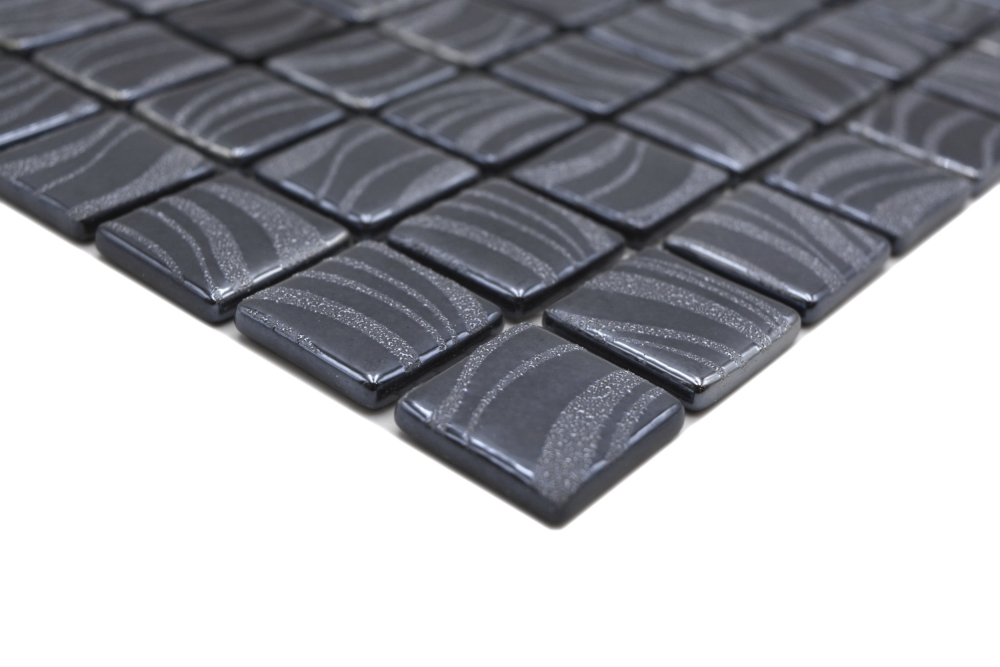 Mosaikfliese Poolmosaik Schwimmbadmosaik Schwarz Graphit Silber Dusche Wand SPAIN - 220-78253U