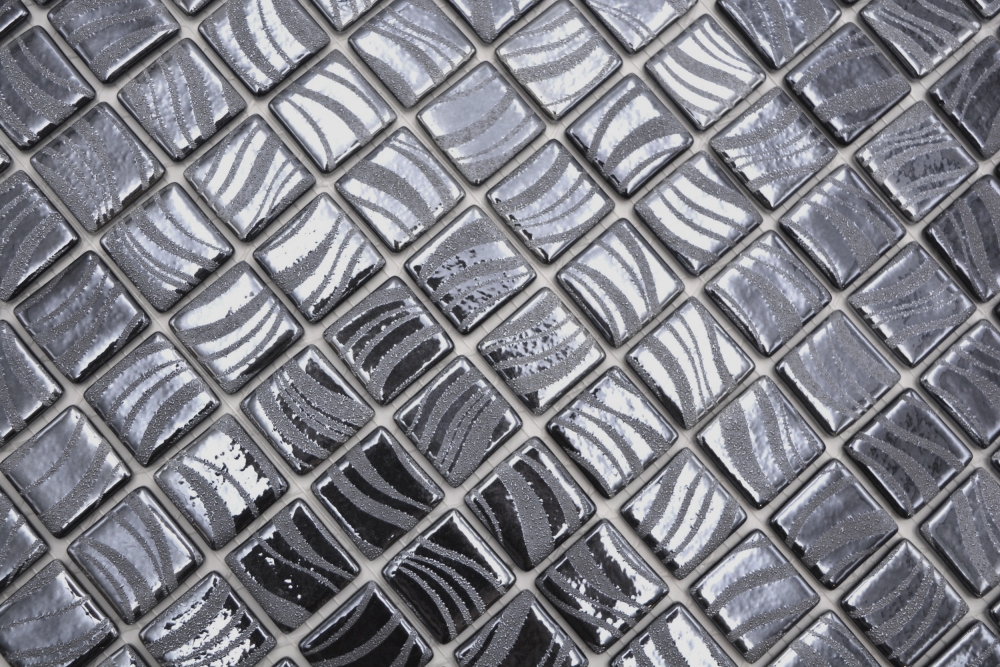 Mosaikfliese Poolmosaik Schwimmbadmosaik Schwarz Graphit Silber Dusche Wand SPAIN - 220-78253U