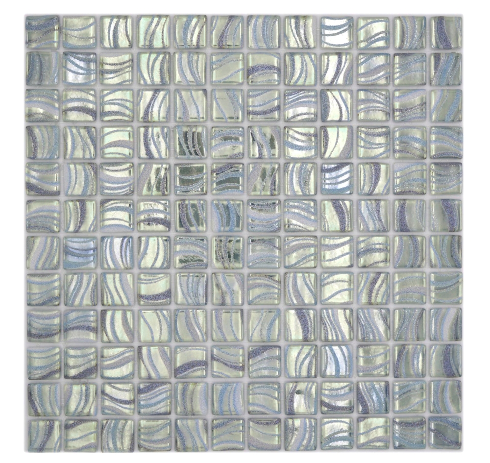 Mosaic tile, pool mosaic, swimming pool mosaic, light greenish, bluish, metallic