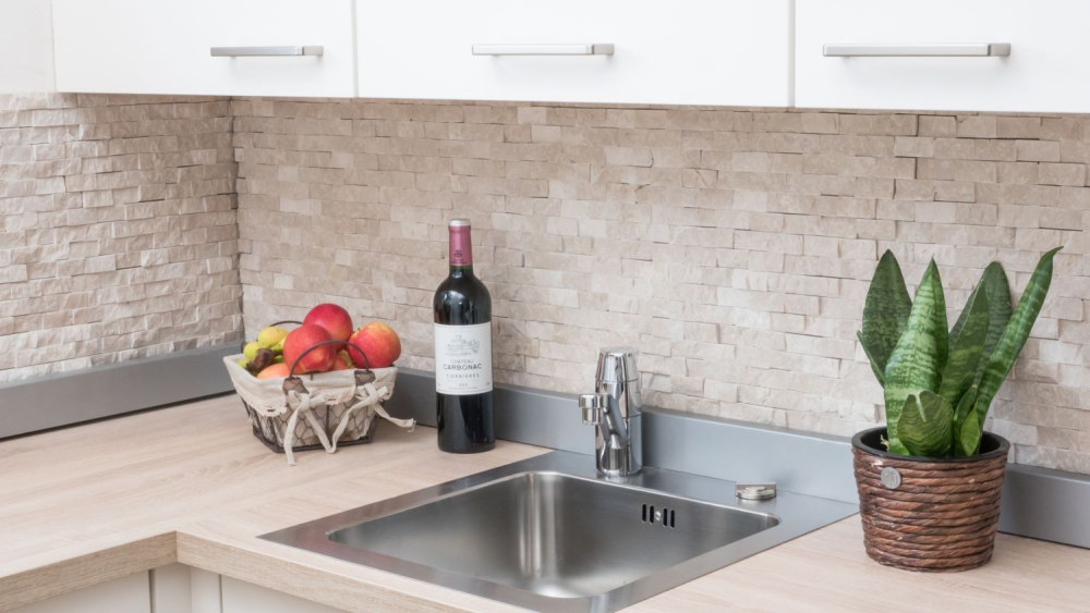 Mosaique Brick Splitface Botticino Marble 3D Marbre aspect maconnerie ivoire mat
