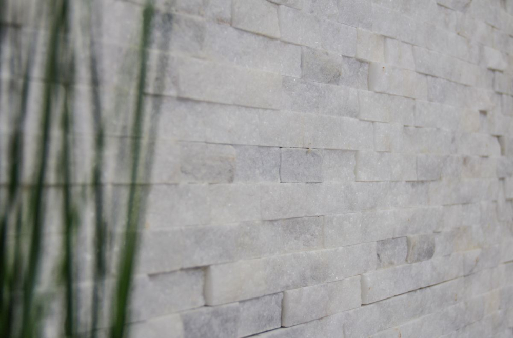 Mosaico Ladrillo Splitface Ibiza Blanco (Azucar) Marmol 3D marmol albanileria aspecto blanco mate