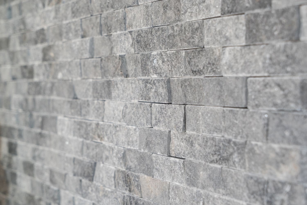 Mosaique Brick Splitface Nero Marble 3D Marbre aspect maconnerie noir mat