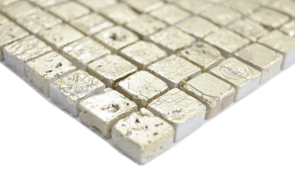 Mosaique Carre Pierre Resin mix or Mix brillant