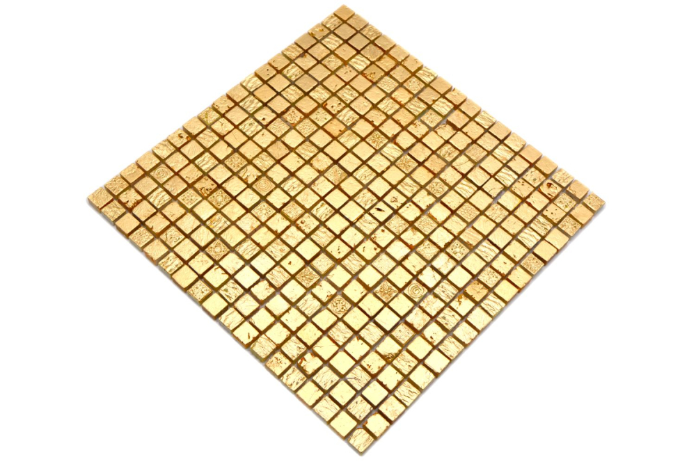 Mosaique Carre Pierre Resin mix or Mix brillant
