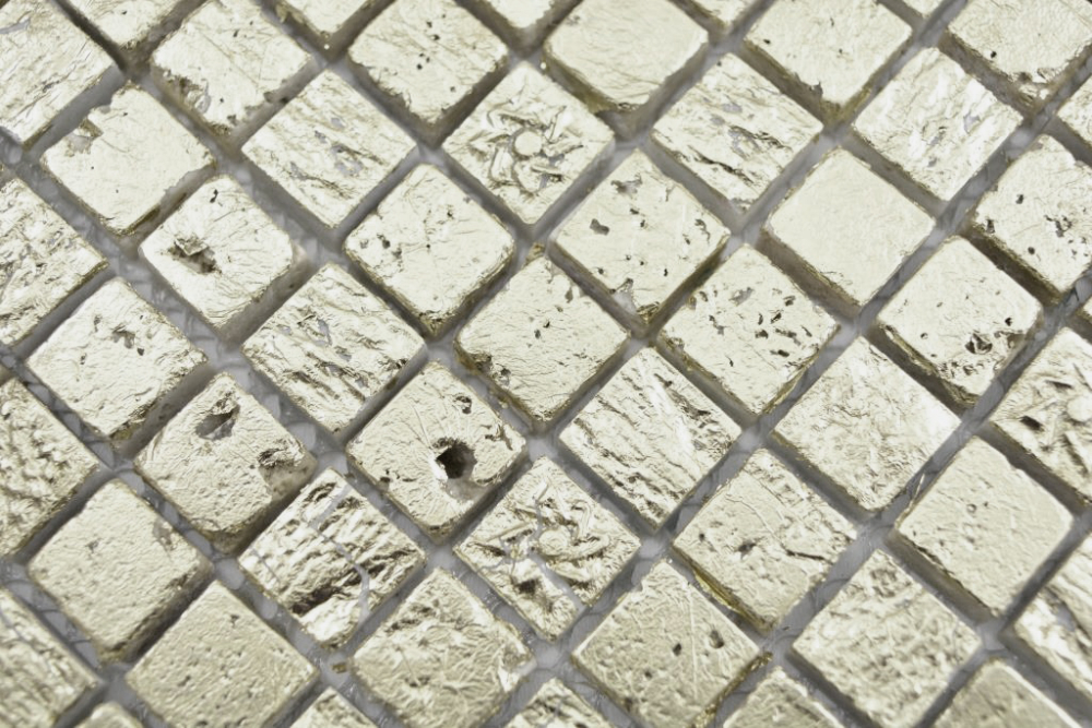 Mosaique Carre Pierre Resin mix or Mix brillant