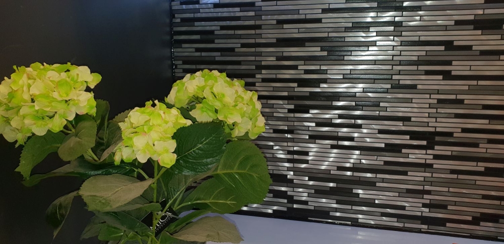 Mosaik Fliese Aluminiummosaik Verbund Grau Schwarz Silber Fliesenspiegel Wandfliese - 49-0308