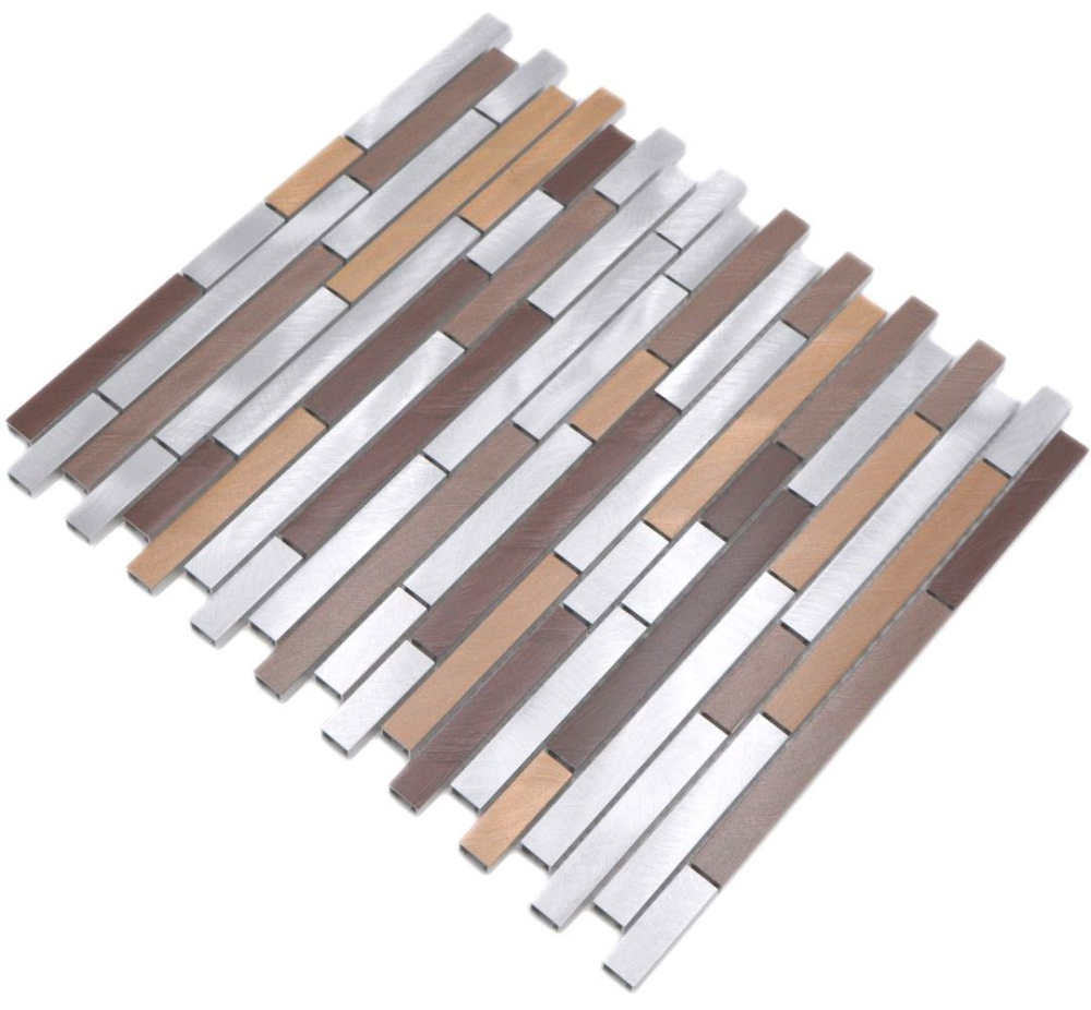 Mosaique composite alu mix alu cuivre aluminium aspect maconnerie beige marron mat