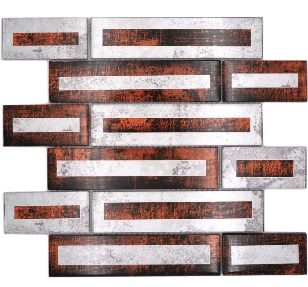 Mosaico 2D-look translucido cristal marron brillante - 10 hojas de mosaico