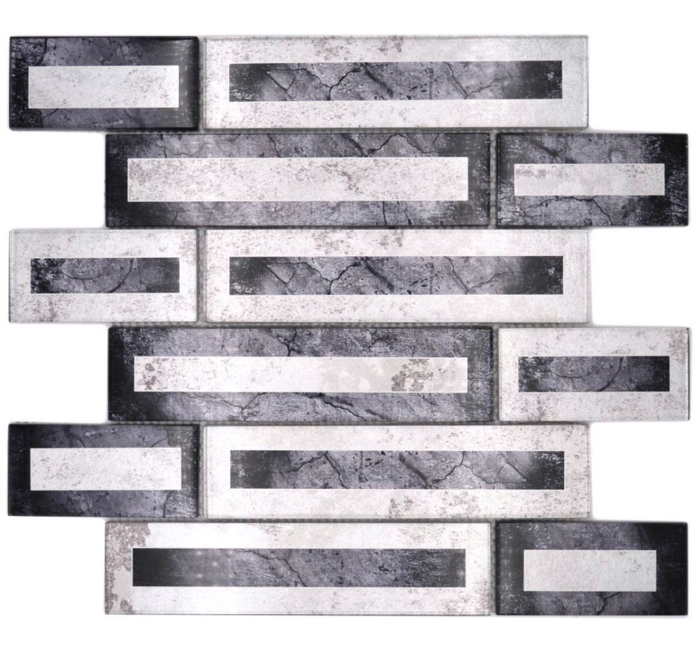 Mosaico 2D-look cristal translucido negro brillante - 10 hojas de mosaico