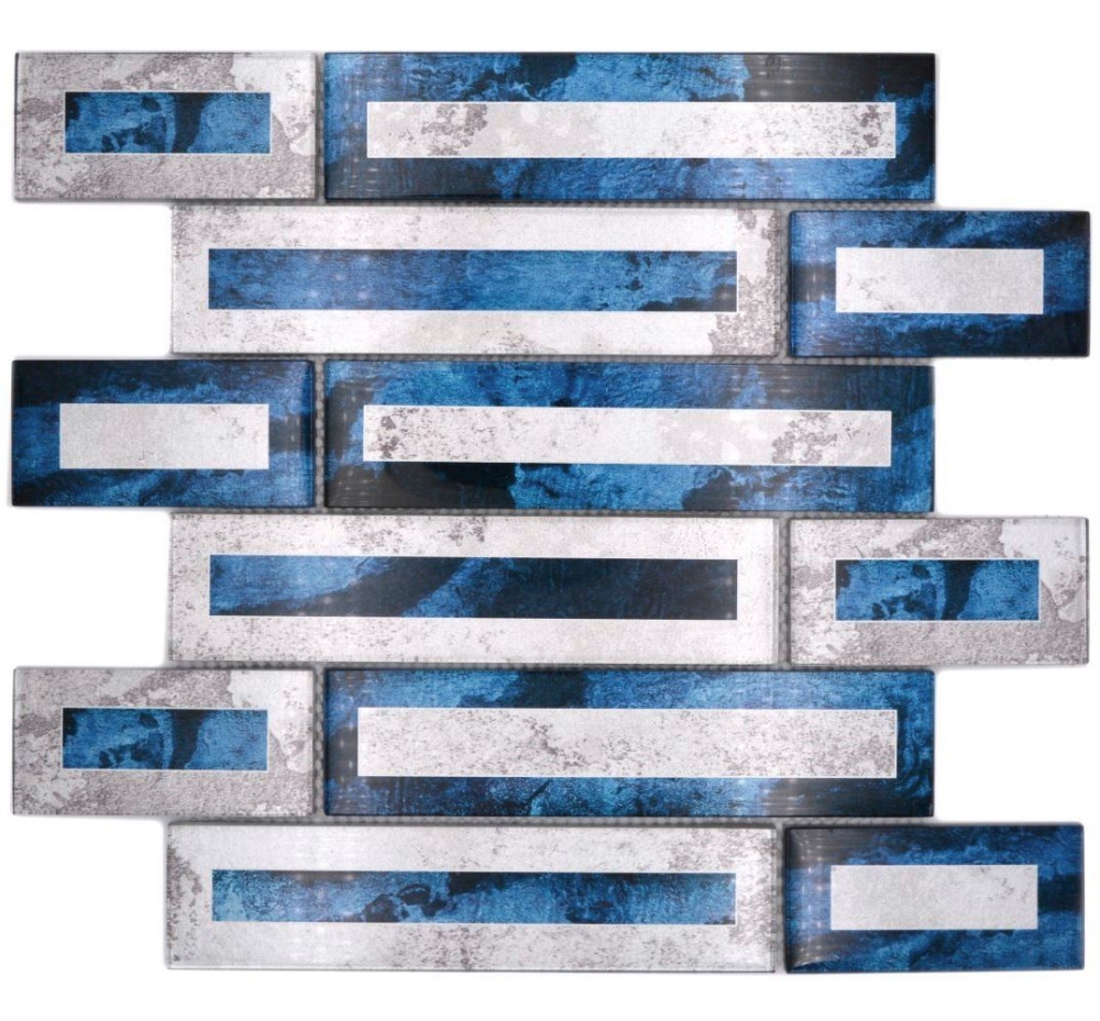 Mosaico de vidrio mosaico azulejo 2D look negro azul gris sombreado