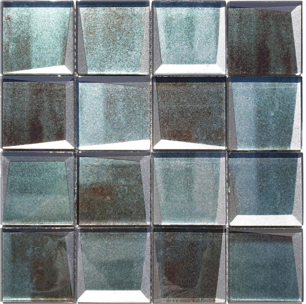 Glasmosaik Mosaikfliese Quadrat 3D-Optik Waldgrün Fliesenspiegel Küche - 88-XB20