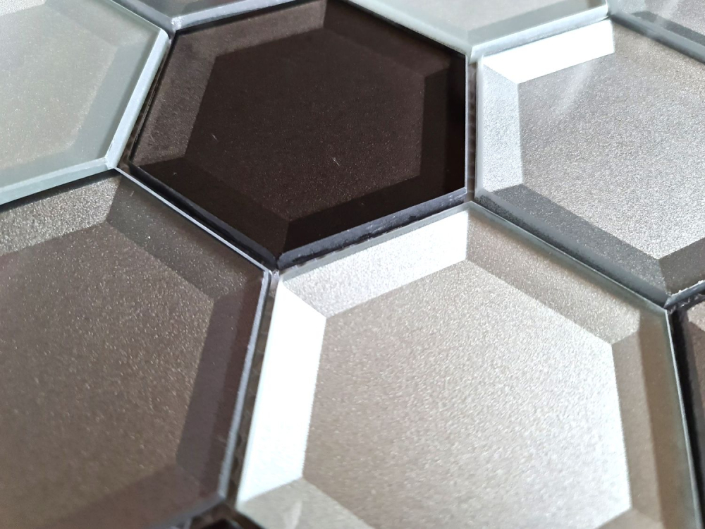 Mosaique Hexagon Mosaique de verre 3D mix translucide multicolore brillant
