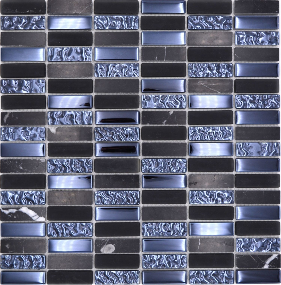 Naturstein Glasmosaik schwarz glänzend Wand Küche Bad Dusche - 87-SM118