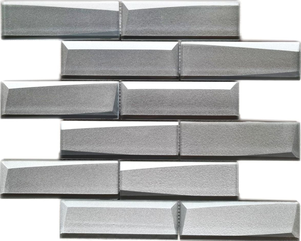 Mosaico de vidrio mosaico de azulejos Metro gris plata 3D optico azulejo espejo de pared - 88-XB01
