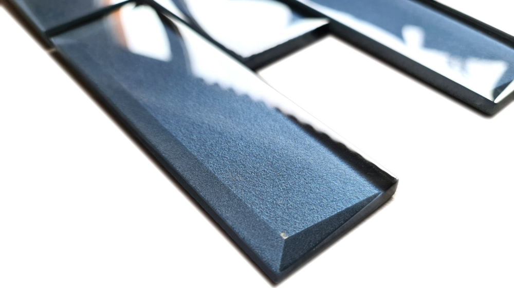Mosaique Rectangle Mosaique de verre 3D greyblue Translucide gris-bleu brillant