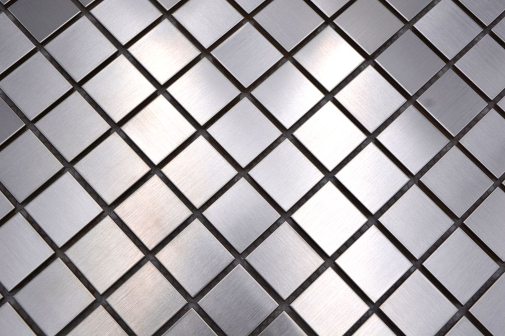 Mosaico de azulejos de acero inoxidable de acero plateado cepillado cocina pared bano azulejos mosaico estera - 129-23D - Kopie