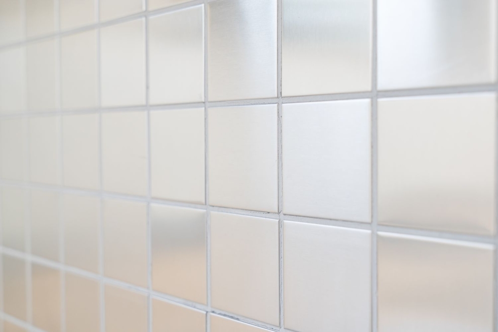 Mosaik Fliese Edelstahl Silber Stahl Gebürstet Küchenwand Badfliese Mosaikmatte - 129-48D