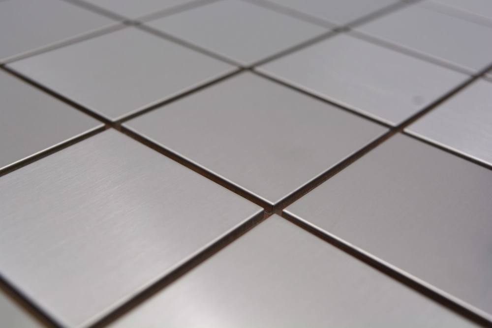 Mosaik Fliese Edelstahl Silber Stahl Gebürstet Küchenwand Badfliese Mosaikmatte - 129-48D
