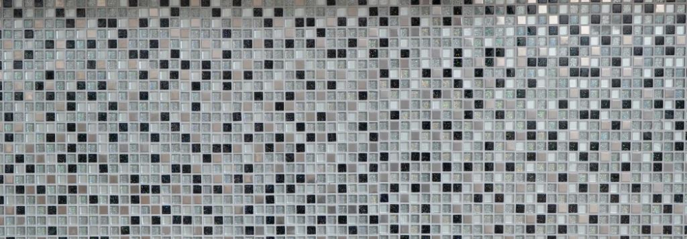Mosaico cuadrado vidrio mosaico acero mezcla plata negro mezcla translucido acero inoxidable brillante