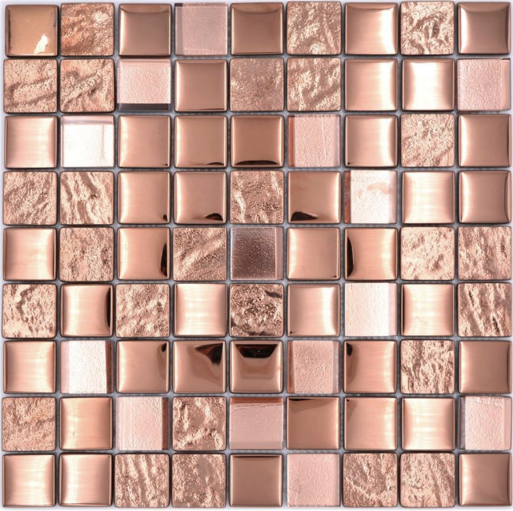 Glasmosaik Mosaikfliese Bronze Kupfer Glänzend Fliesenspiegel Wand - 88-XCBR1