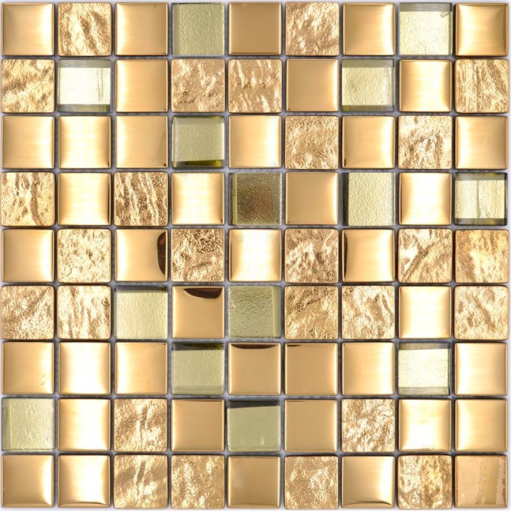 Glasmosaik Mosaikfliese Gold Gelbgold Glänzend Fliesenspiegel Wand - 88-XCG03