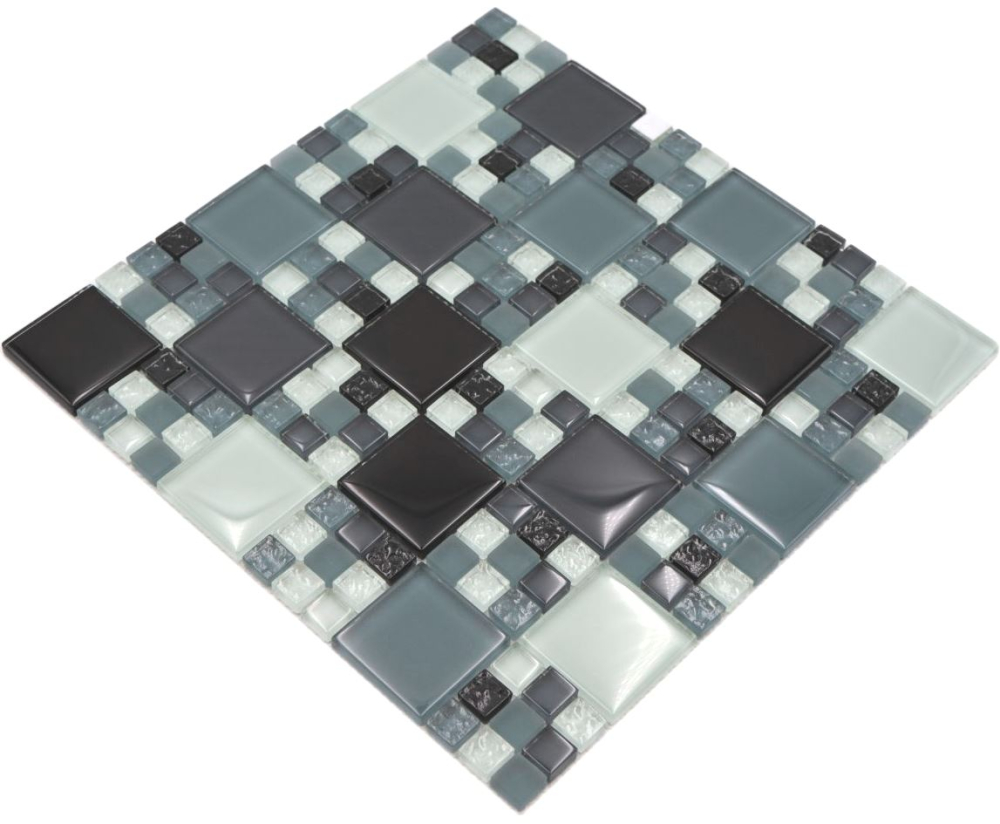 Mosaique de verre Carreau blanc gris clair anthracite Carrelage cuisine - 78-0204